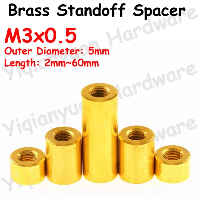 6 mm OD x 5 mm L x M3x.5 Thread Stainless Steel Male/Female Hex Standoff  (100/Pkg.)