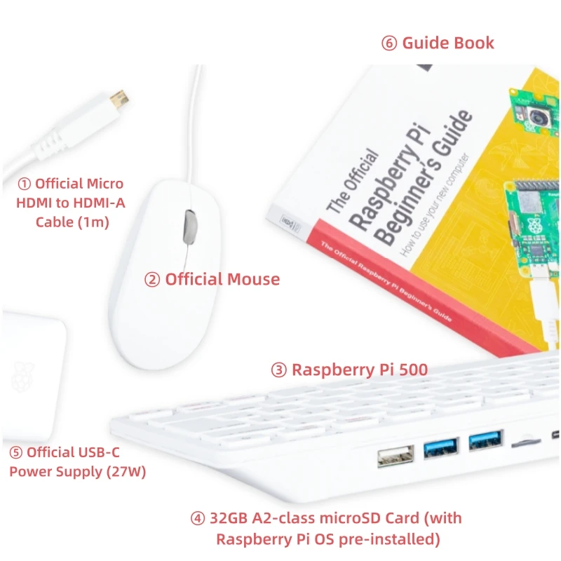 Original Raspberry Pi 500 Keyboard Computer Laptop -US & UK & EU