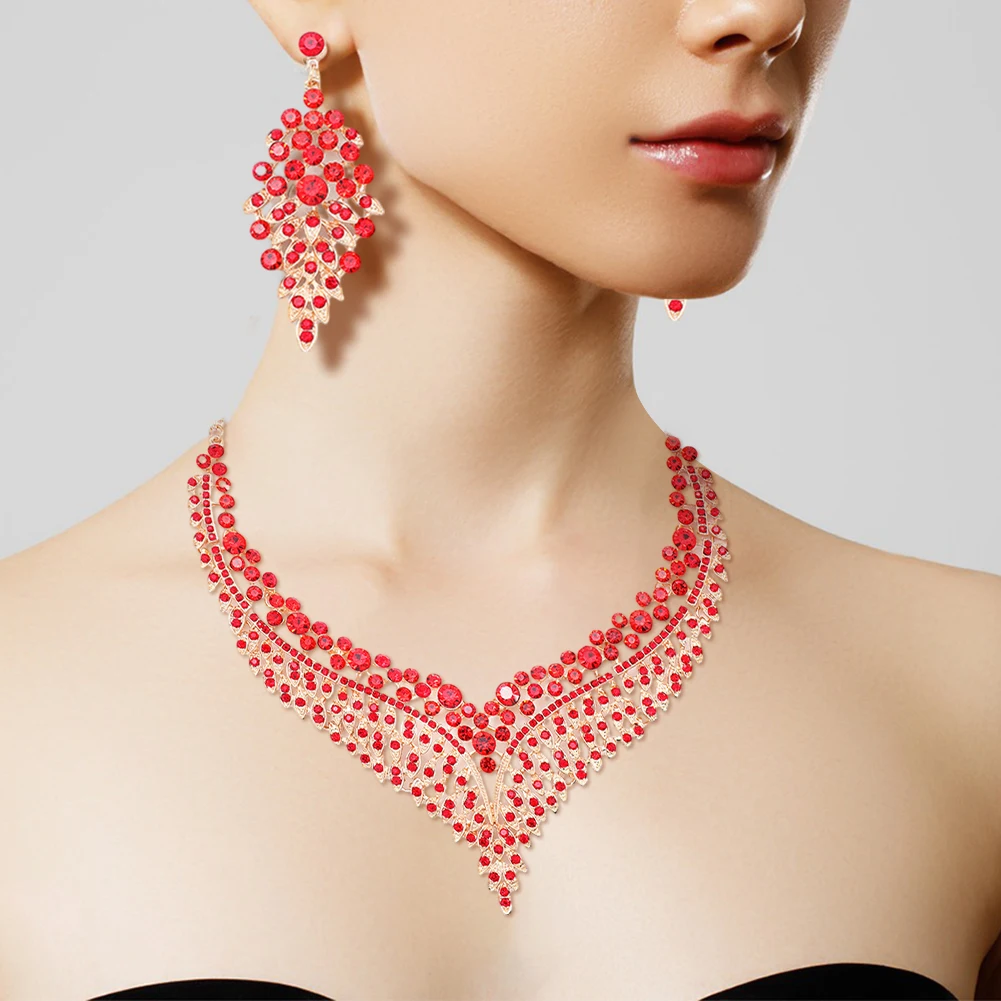 

Jewelry For Woman Elegant Crystals Necklace Earring Set For Women Personalized All-match Statement Jewelry Gift For Birthday
