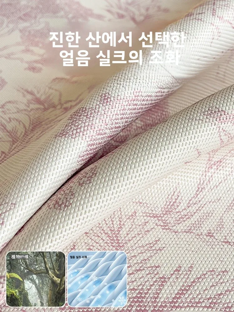 현대 중국 스타일 아이스 실크 쿨링 매트 침구 3종 세트 에어컨 사용 가능 세탁 가능 부드러운 대나무 매트 여름용