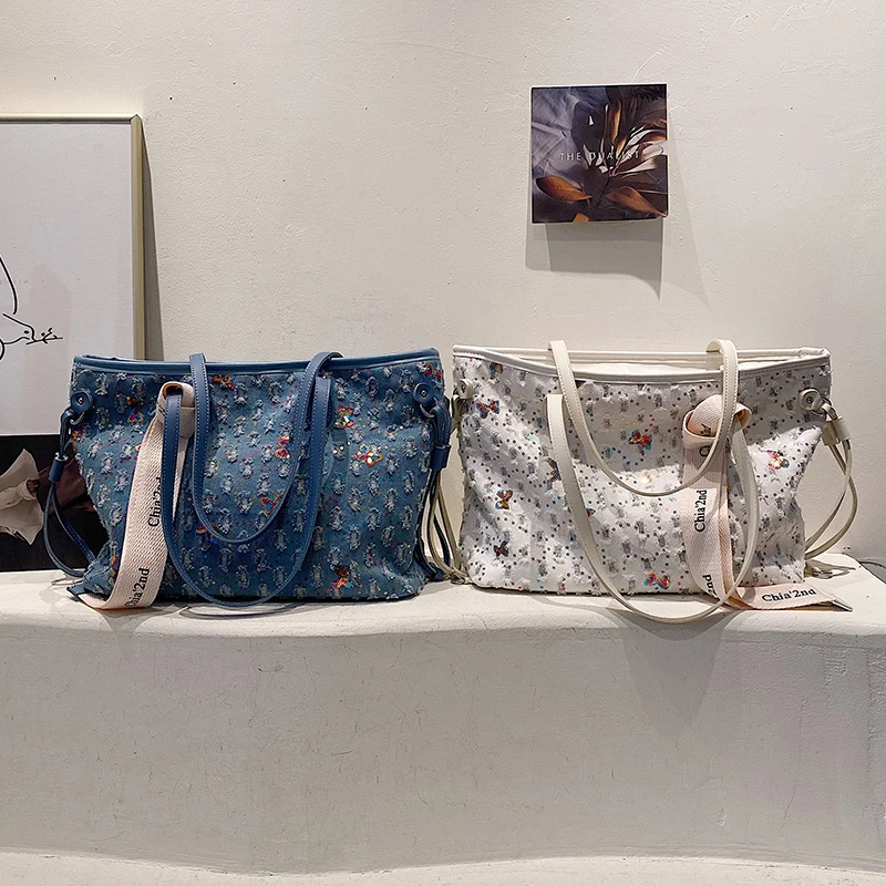 VeryMe Large Capacity Ladies Travel Shopping Tote Bags Casual Denim Female Shoulder Purses Fashion Design Handbags сумка женская