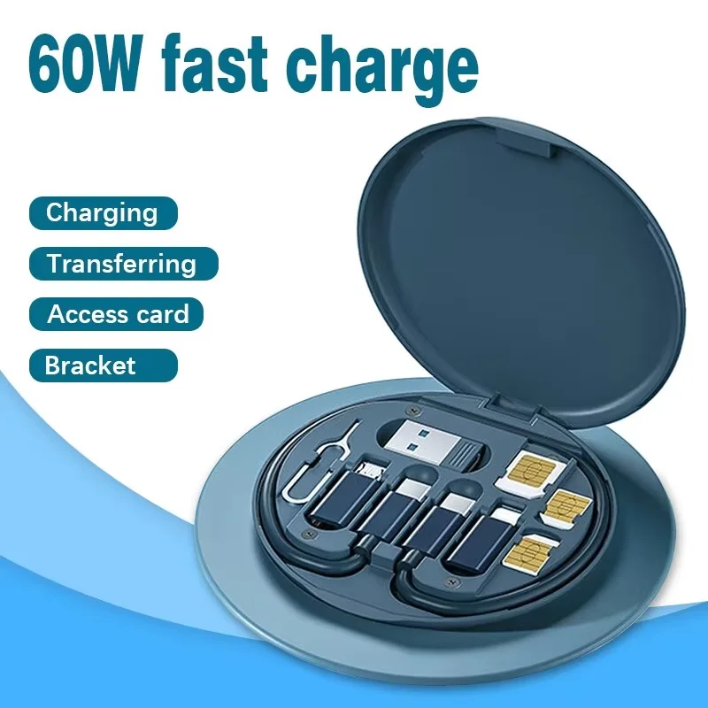 Portable Multifunctional Data Cable Storage Box, 60W Fast Charging Mobile thumbnail 5