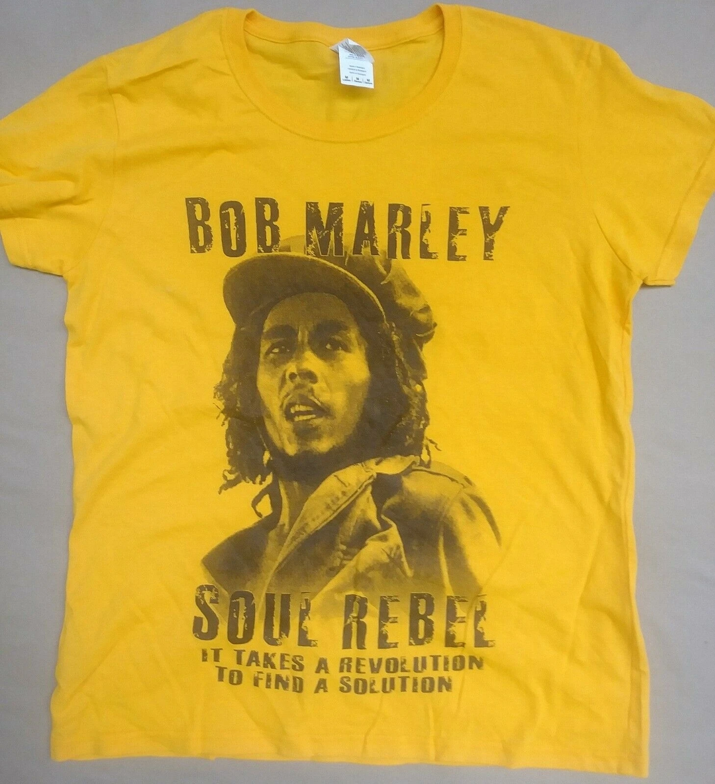 T-Shirt Bob Marley. Soul Rebel Su Gold Tee. Camicia Bob Marley