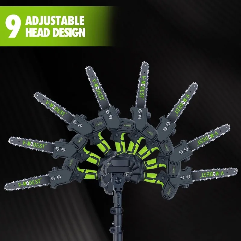 2-IN-1 Cordless Pole Saw 8" & 10" Electric Pole Chainsaw Powered by 21V 4.0Ah battery Automatic Oiler 4LB 15FT Max Extension Saw