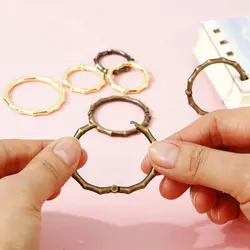 3pcs/Lot Metal Ring Binder Spring Gate O Ring Openable Bamboo Design Snap Clasp Clip Trigger Hook Loose-Leaf Binding Supplies