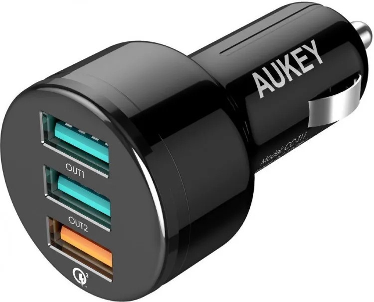Автомобильное зарядное устройство Aukey 3-Port Car Charger with Quick Charge 3.0 42 Вт цвет Черный