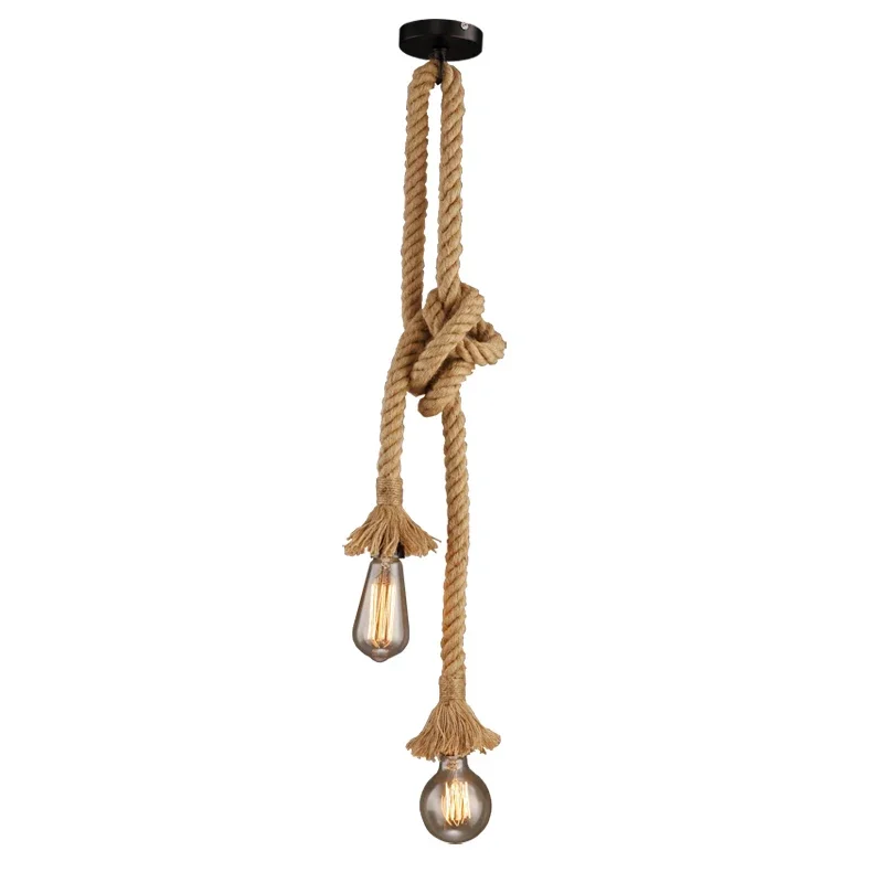 Lixada Doppia Teste Canapa Vintage Corda Appesa Luce Di Soffitto A