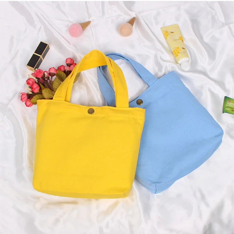5pcs Custom Logo Small Fresh Portable Canvas Bag Simple Canvas Shoulder Bag Large Capacity Ins Fashion Canvas Tote Bag