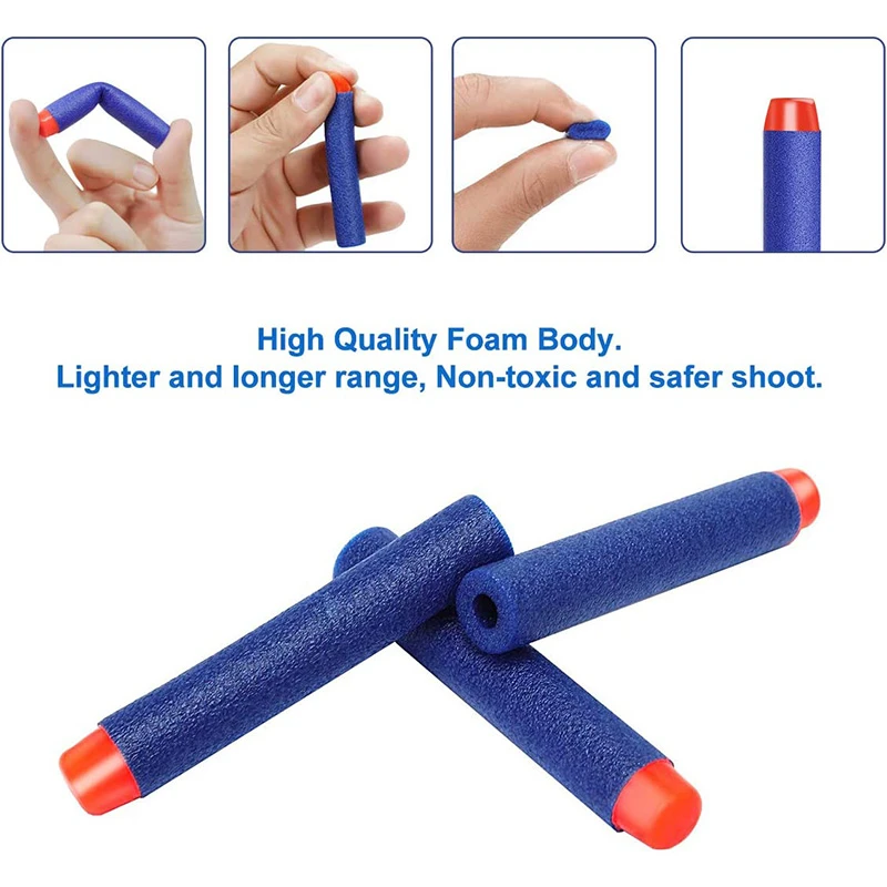 Solid Round Head Bullets 7.2cm Nerf Series Blasters Refill Darts Kids Toy Gun Accessories 1000-50pcs