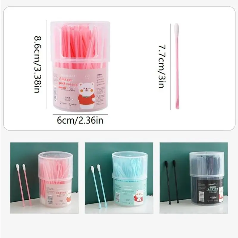 100pc  Disposable Eyelash Brushes Swab 2In1 Cotton Swab Ear Scoop Dual-Headdual-Function Cotton Pad Ear Cleaning  Makeup Removal