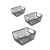 Metal Wire Bin Basket with Wooden Handle Multifunctional Countertop Organizer Portable for Living Rooms Breathable Lightweight 2