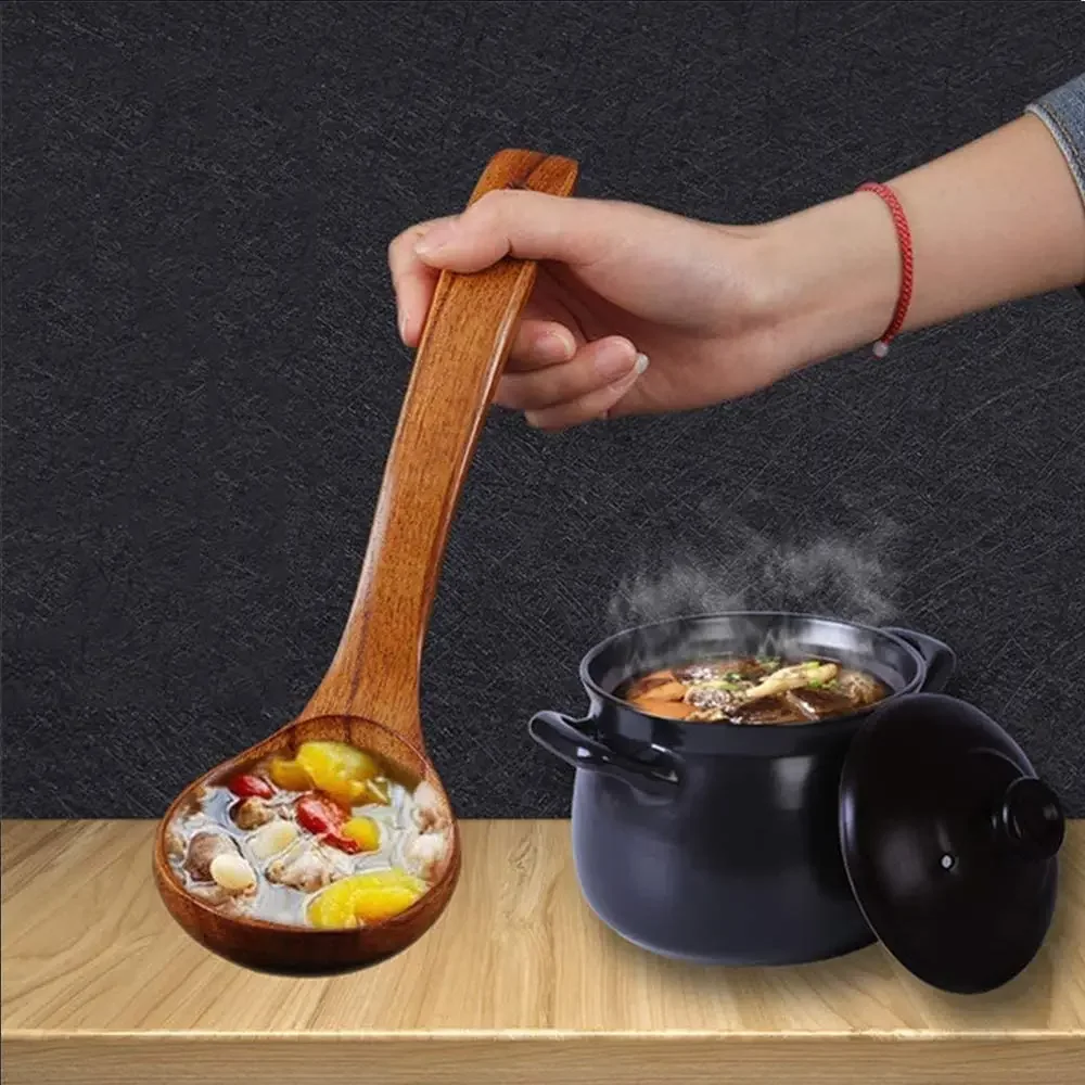 Wooden Serving Spoon Ladle Large Natural Wood Soup Ladle Cooking Utensil Handmade Tableware For Kitchen Restaurant Porridge wooden spoon wooden cooking spoon