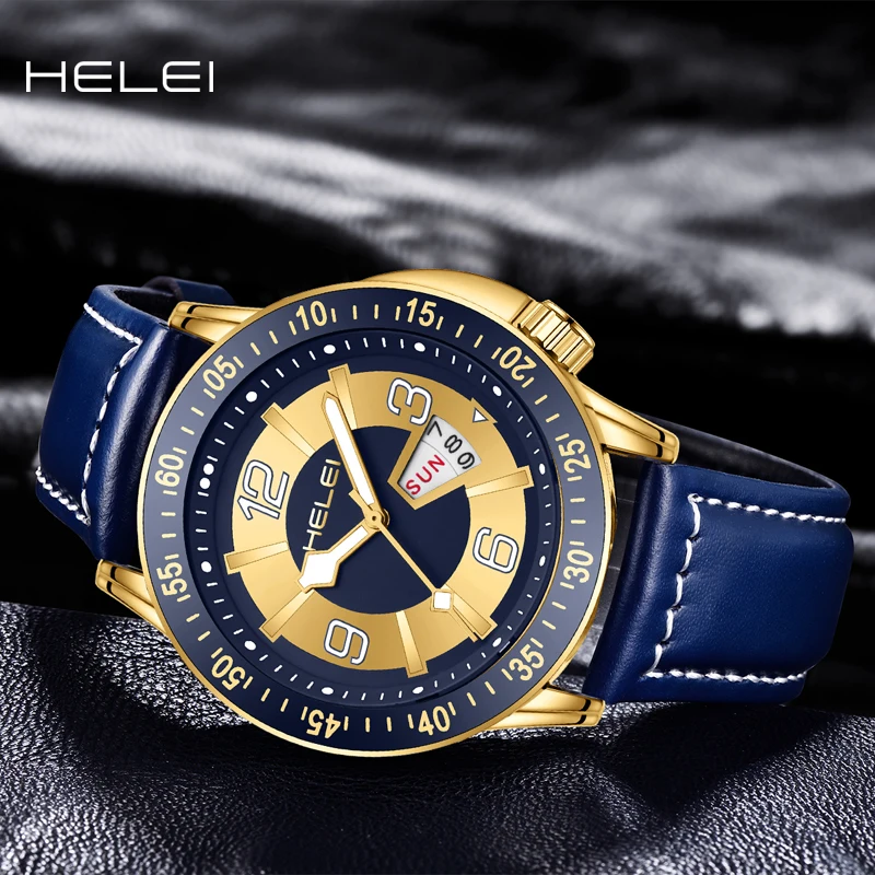 HELEI2024 new business light luxury hot models helmsman series  quartz men's quartz watch men's waterproof wristwa