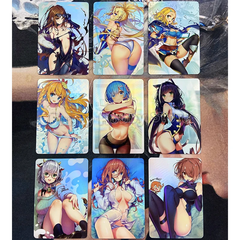 

9Pcs/Set Black Silk Girls Goddess Story ACG Sexy Card Anime Girl Bikini Nude Uniform Visual Feast Adult Hobbies Sex Gifts