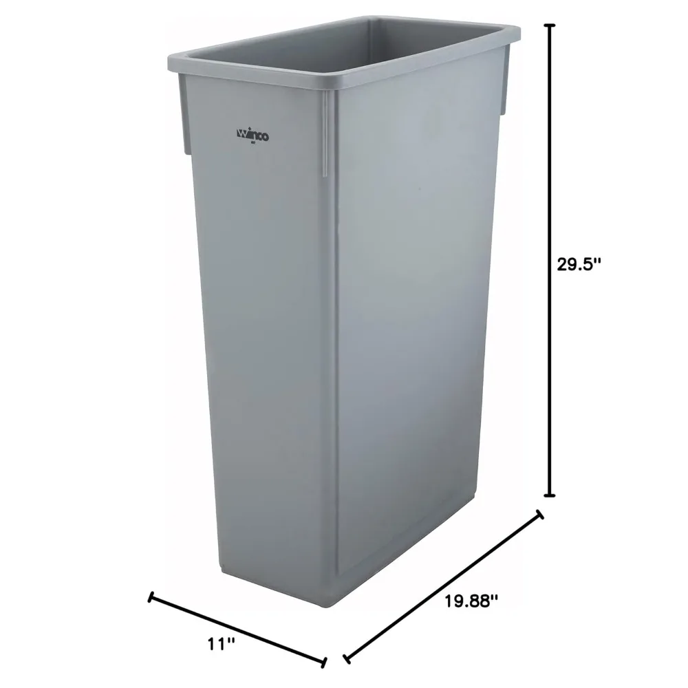 Winco PTC-23SG Slender Trash Can, 23-Gallon, Gray,Medium