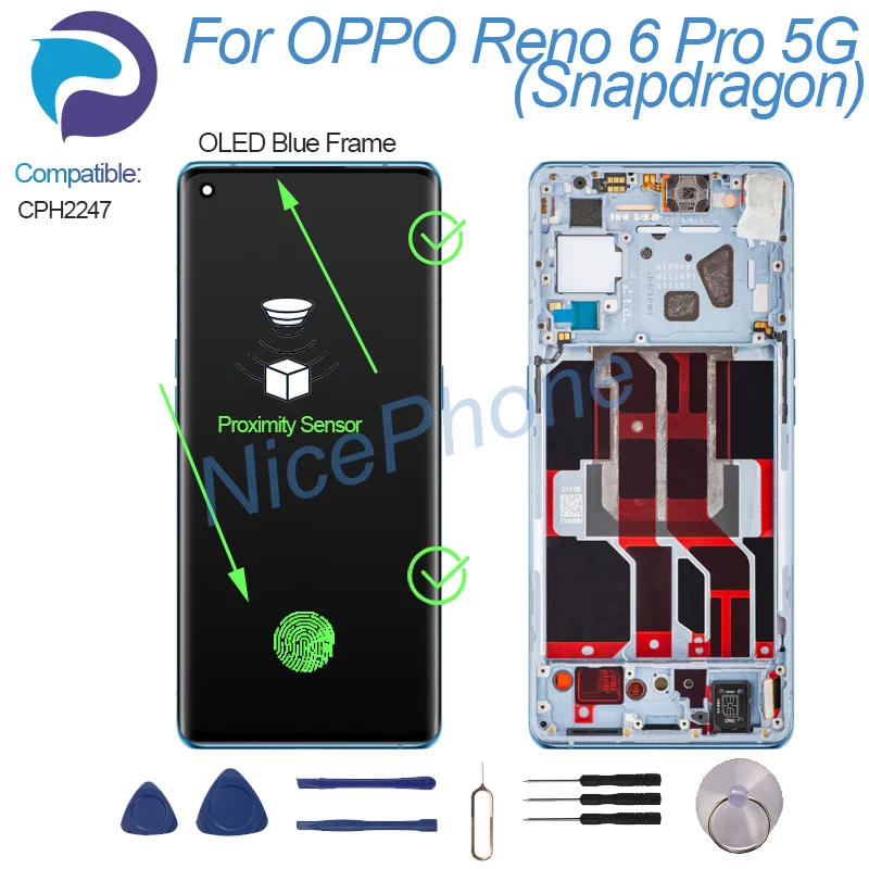 Écran LCD + Vitre Tactile OLED Noir Pour OPPO Reno 6 5G – Neuf (générique)