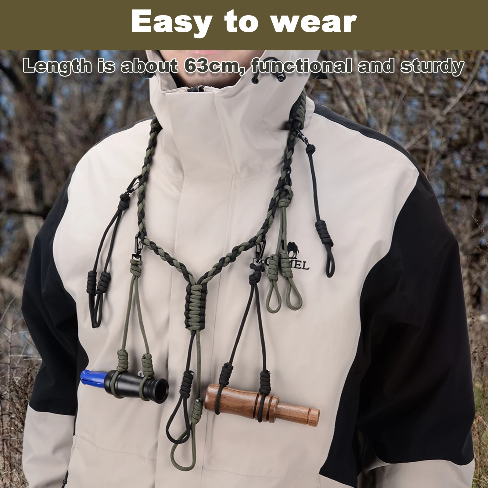 Ideagle Duck Call Lanyard, аксессуары для охоты на утки с удобной шеей, вмещает 11 вызовов, 2 бесплатных брелока (art.: 3920c4c257583) - 3920c4c257583