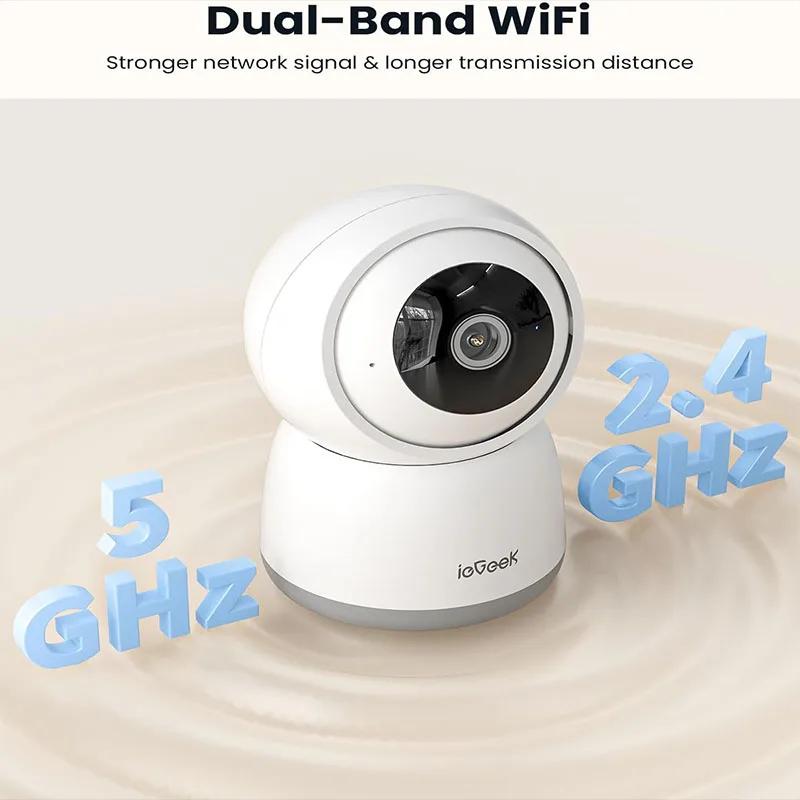 ZOSI 4K Telecamera di Sorveglianza WiFi per Interni con Scheda da 64 GB, WiFi 2,4/5 GHz, Visione a 360°, Rilevamento AI per Bambini/Animali Domestici, Audio Bidirezionale, Chiamata con un Tocco, C518