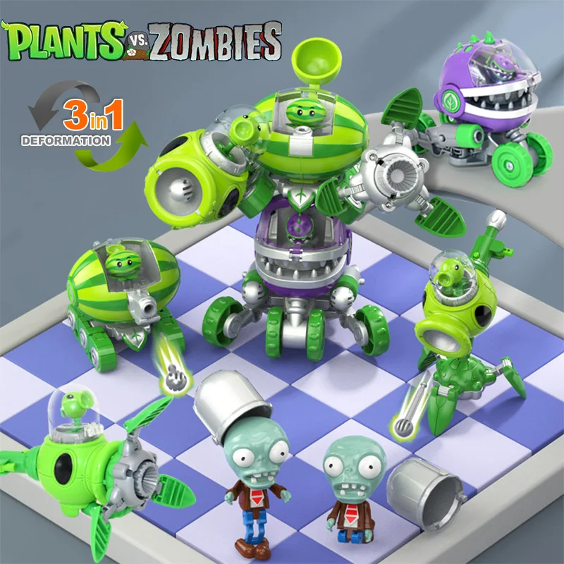 3 in 1 組み立て変形おもちゃ男の子用ロボット人形 PVZ プラント vs 