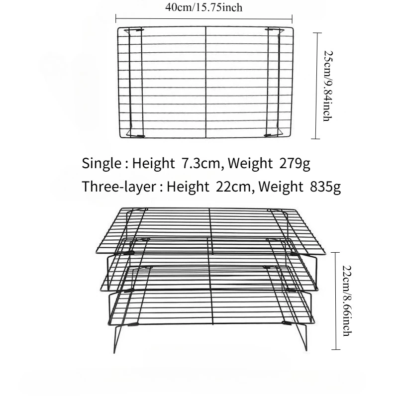 1/2/3-Piece Stainless Steel Stackable Cooling Rack 6