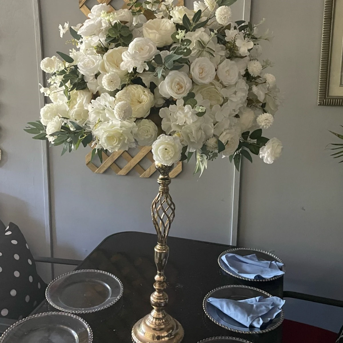 10pcs with flowers) Gold White Black Floral Stand Party Wedding Decoration Iron Acrylic Wedding Flower Arch