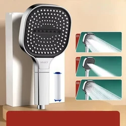 Large Panel Adjustable High Pressure Massage Shower Head with Filter Element (Electroplated Silver)