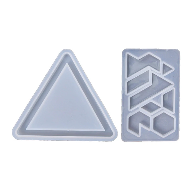 E0BF Dual Purpose Silicone Molds for Triangle & Tangram Set Puzzle Resin Molds Educational Puzzle Molds Xmas New Year Molds