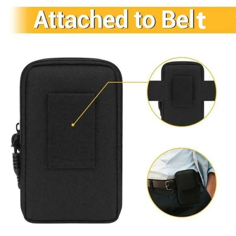 Men's Tactical MOLLE Waist Pack - Military Belt Pouch Bag for Running/Camping, Small Outdoor Travel EDC Pouch with Soft Back