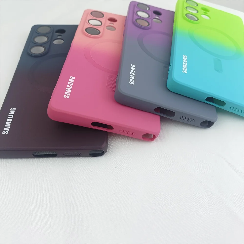 Luxury Silicone Gradient Case with Lens Protection and Magnetic Bumper Cover