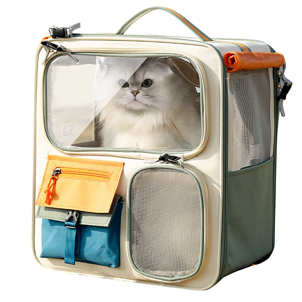 Breathable Dog & Cat Travel Carrier Backpack – Ventilated Mesh Pet Bag with Transparent Window
