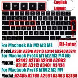 Premium Silicone Keyboard Protector for MacBook Air and Pro (2022 - 2025) (A3113 EU EN 240327)