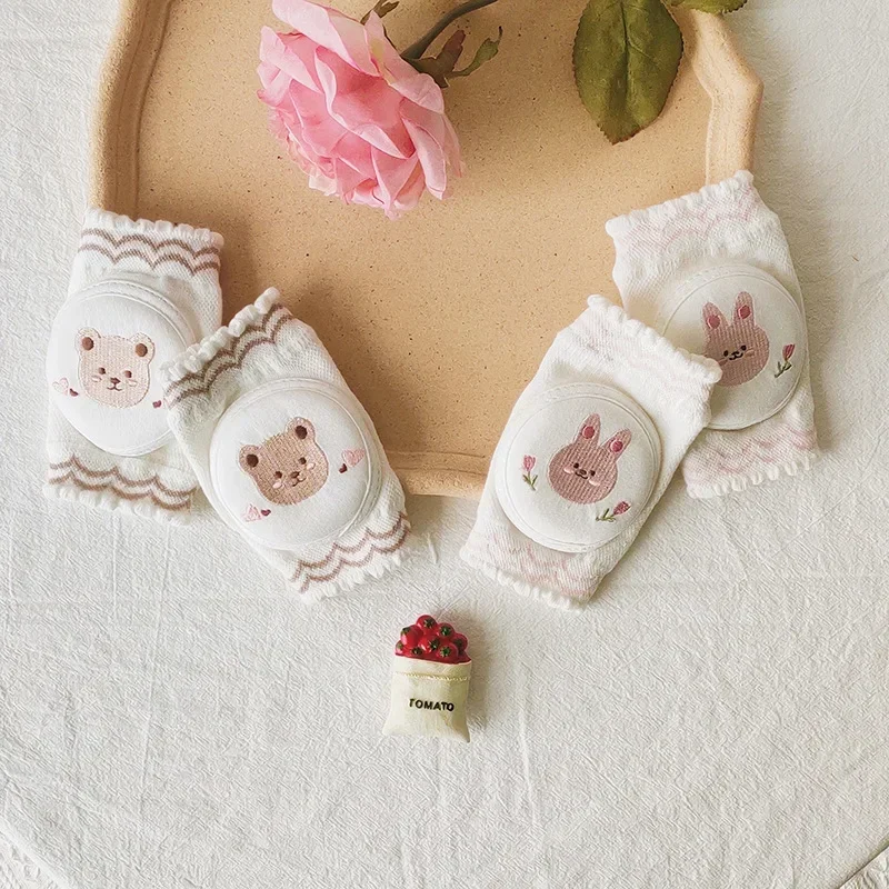 1 زوج القطن الطفل الركبة منصات لطيف الكرتون الزحف حامي الاطفال Kneecaps الأطفال شبكة نيباد الطفل المضادة للانزلاق آمنة الساق دفئا