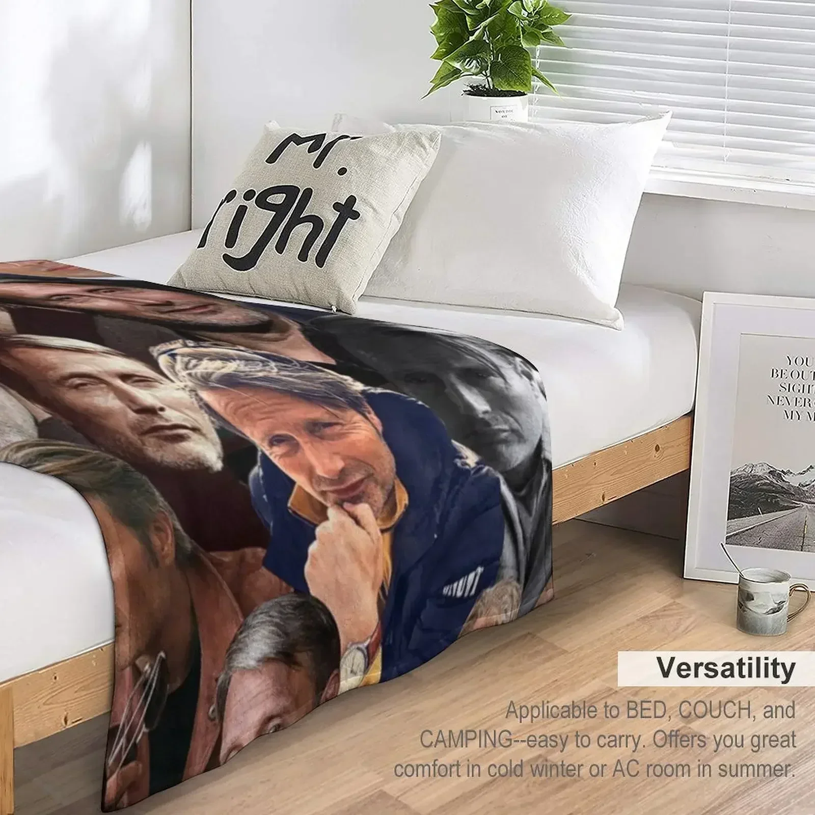 mads mikkelsen photo collage Throw Blanket bed plaid for sofa heavy to sleep Luxury St Blankets 5