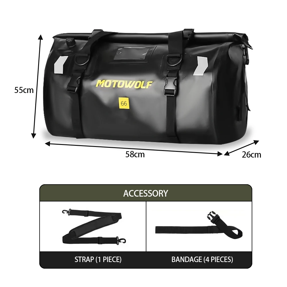 Waterproof Duffel Bag 40L 66L Motorcycle Travel Dry Duffel Bag