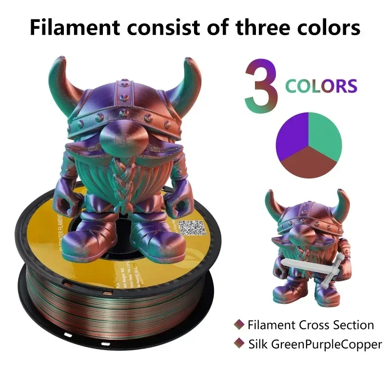 

3 Color for 3D Printing Plastic Materials 1.75mm For FDM Printer Fast Free Shippi 2.2 lbs Tri-Color 3D Printer Filament Silk PLA