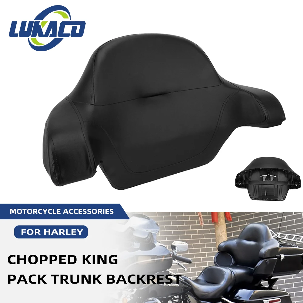 

Motorcycle Black Chopped King Pack Trunk Backrest Pad For Harley Touring Electra Street Glide Road King CVO FLHT FLHR 2014-2020