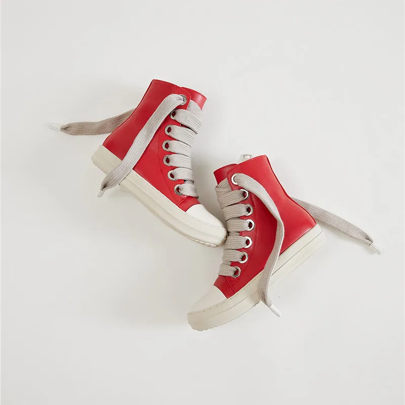 Luxury Shoes Owens Vintage Design Men's Shoes Platform Fashion High Top Platform Black Leather Casual Women's Chunky Sneaker