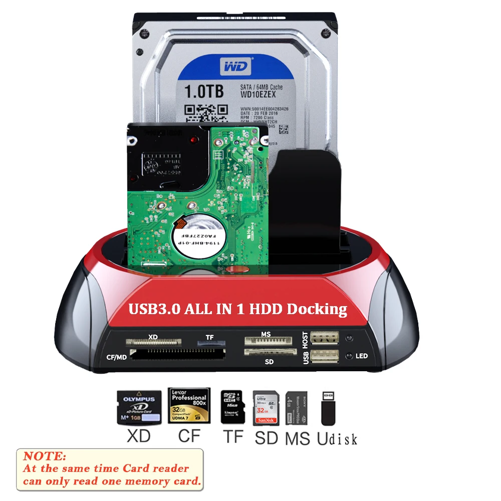 Docking Station Usb 3.0 Hdd Ssd 2.5 3.5 Pollici Sata Ide Dual Slot Con Lettore Di Schede Custodia Esterna Per Hard Disk Hd Externo