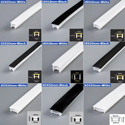 Black Flexible LED Neon Rope Lamp Silicone Tube Diffuser Recessed Channel For WS2811 WS2812B Waterproof Ribbon Neon Strip Lights - Image 4