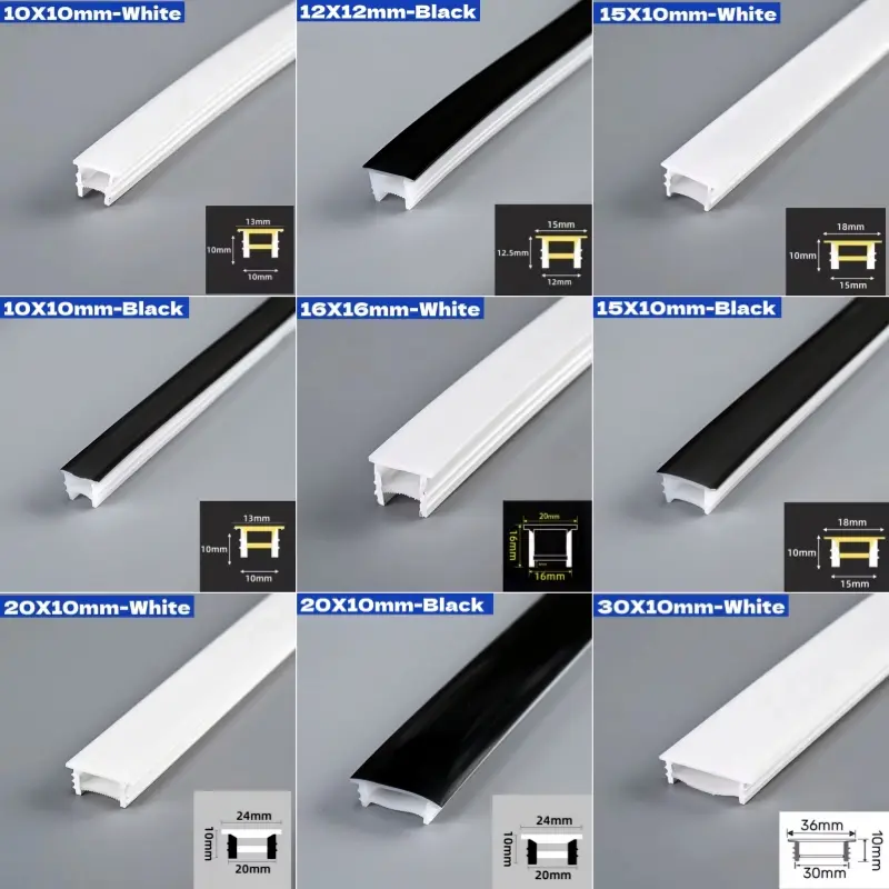 Black Flexible LED Neon Rope Lamp Silicone Tube Diffuser Recessed Channel For WS2811 WS2812B Waterproof Ribbon Neon Strip Lights - Image 4