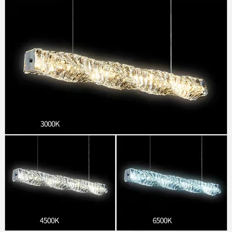 

Modern Luxurious Bedroom Bedside Led Crystal Pendant Lights Living Room Long Gold Chandelier 110V/220V 3 Color Dimming