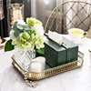 Leather tissue box Handmade Metallic green Paper box Tea table storage organization ornaments napkin holder Home Decoration 3
