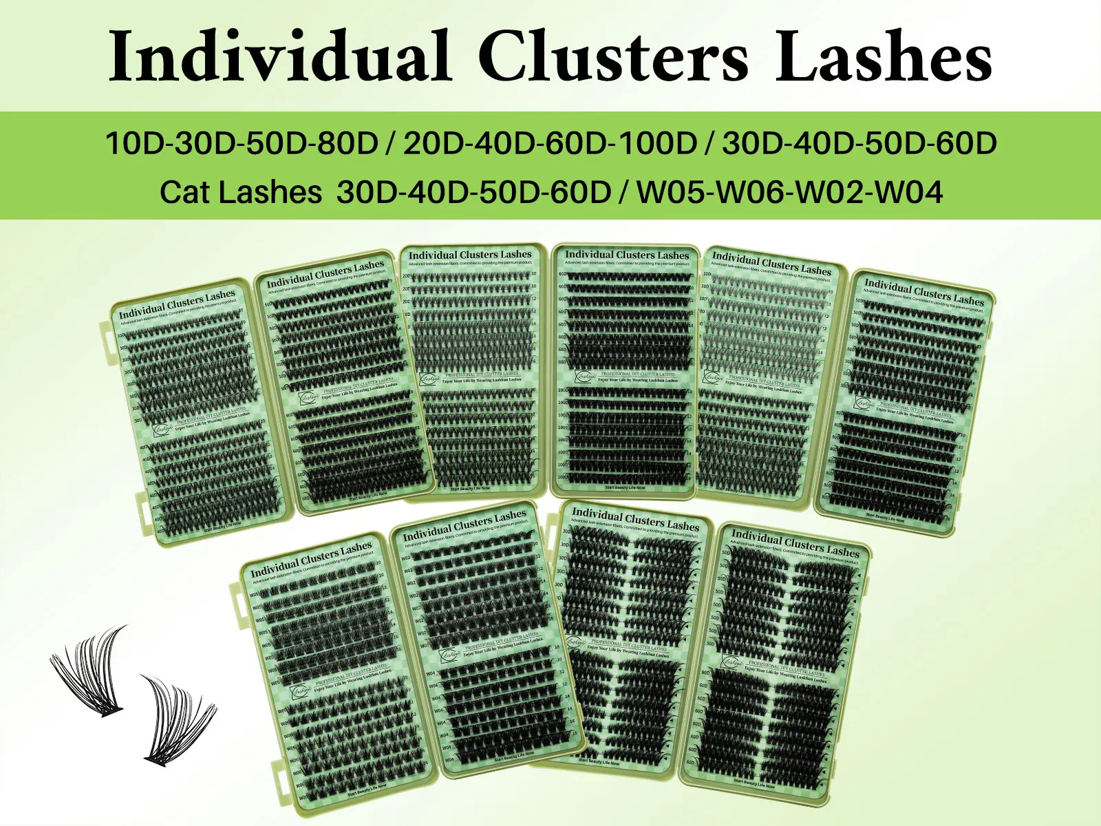 Lashsun Lash Clusters book DIY Eyelash Extensions Clusters Lashes book D Curl LASH Mega Volume Individual Lashes Eyelash Cluster image 2