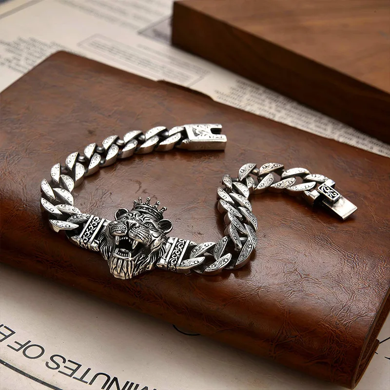 Ny 2023 New Crown Tiger Head Ring Collar Bracciale, Maschile Dominant Retro Fashion, Personalità Maschile, Minoranza Femminile Hip Hop