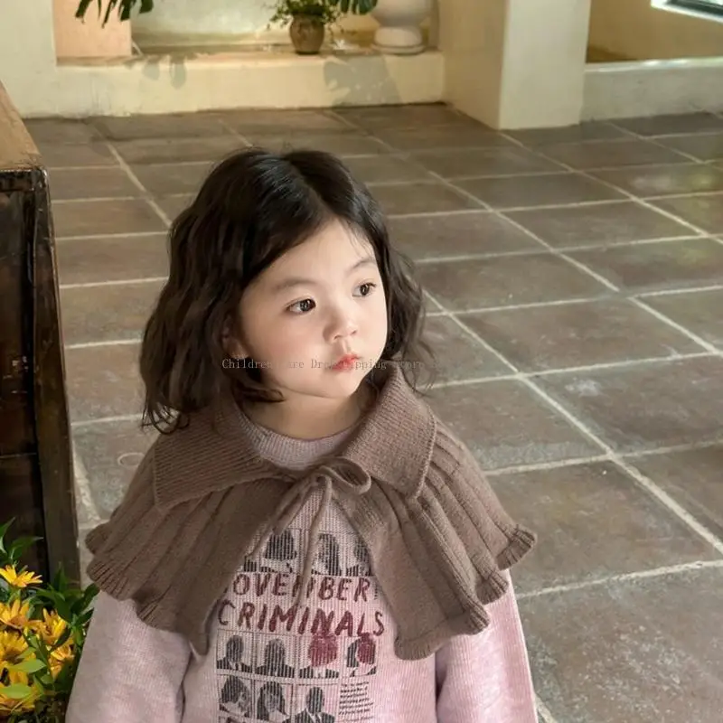  여아 니트 숄 부드럽고 통기성이 뛰어난 탈착식 가짜 칼라 3-10T 아동용