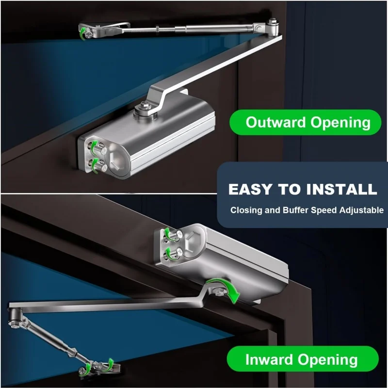 Soft Closing Automatic Door Closer Heavy Duty Hydraulic Adjustable Speed Positioning Door Stop Protective Holder Hardware