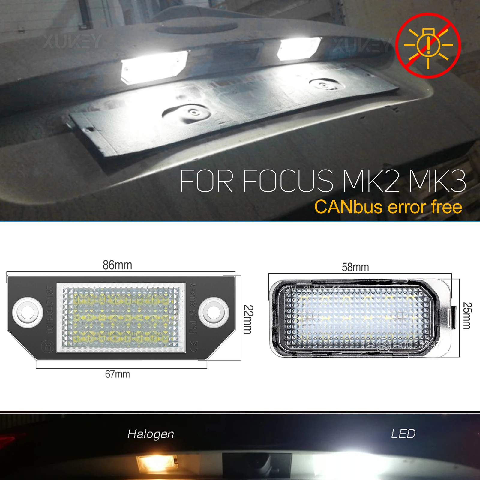 2x LED License Number Plate Light Lamps 24SMD Car Accessories - Main Image