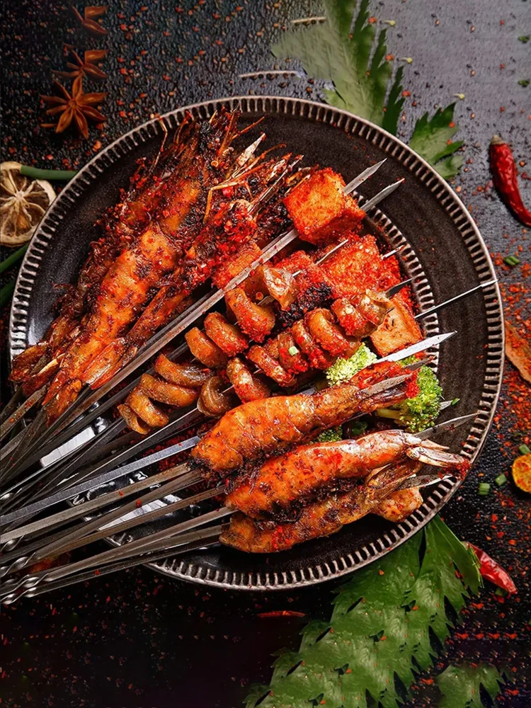 Barbecue Skewers 50 Stainless Steel Reusable 1 Tube Storage
