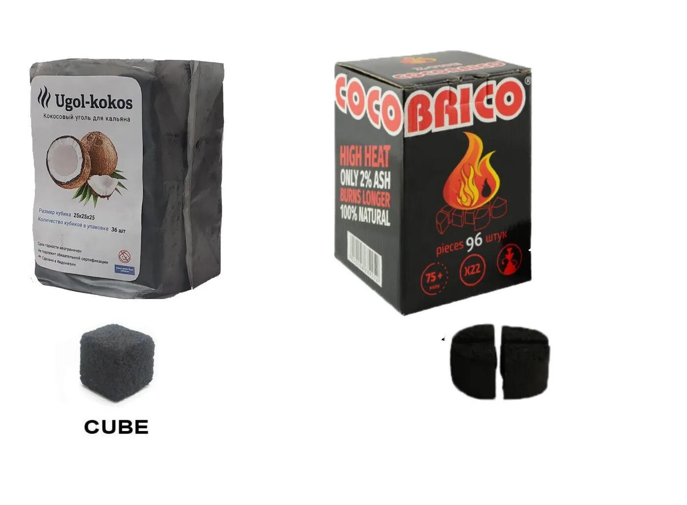 Charcoal for hookah coconut cocobrico kaloud (кокобрико kalaud) the 96 cube + charcoal &quotugol-Kokos" 500 C 36 |