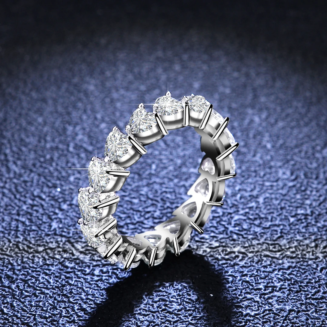 

Free Shipping Moissanite Ring Classic Heart Cut Eternity 925 Silver Original Certified Luxury Quality Jewelry For Women